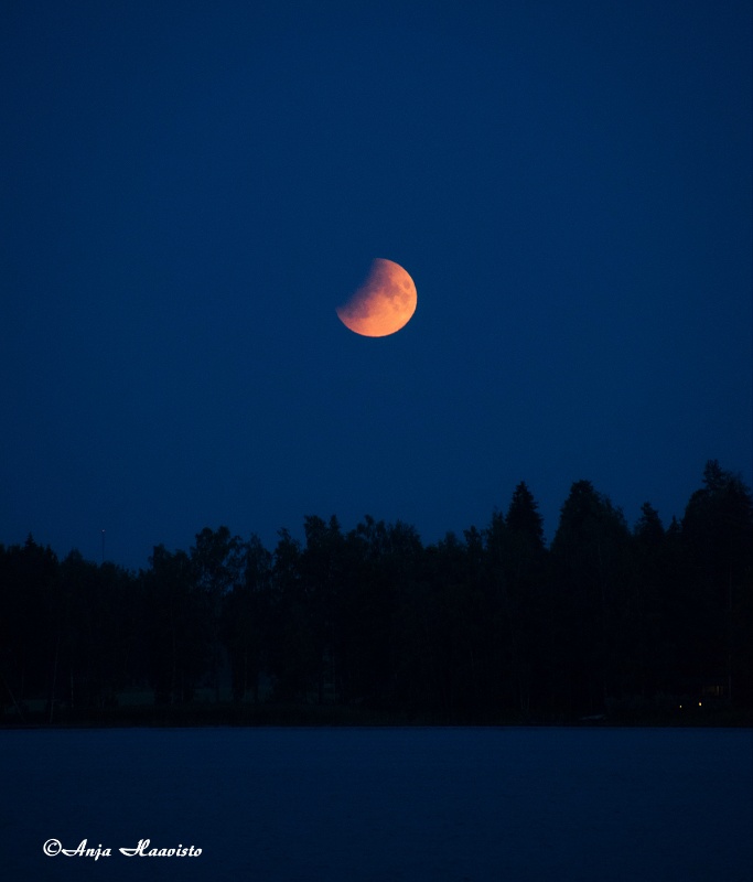Partial moon eclipse.
