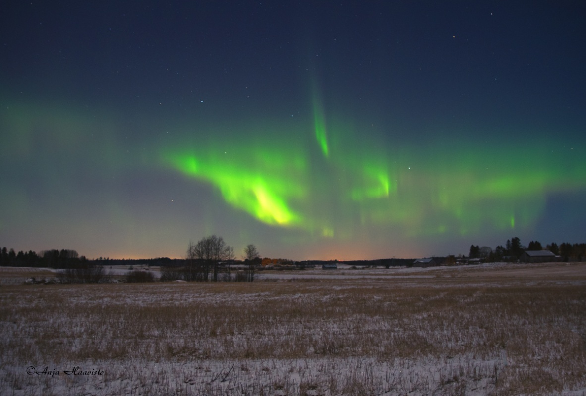 Northern lights photographed in Finland.